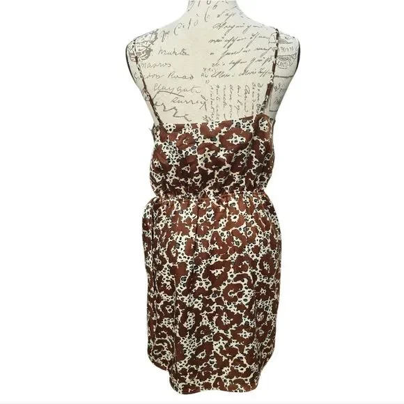 Anthro - Moon River Brown Animal Print Polyester V-Neck Sleeveless Mini Dress M - Picture 3 of 9